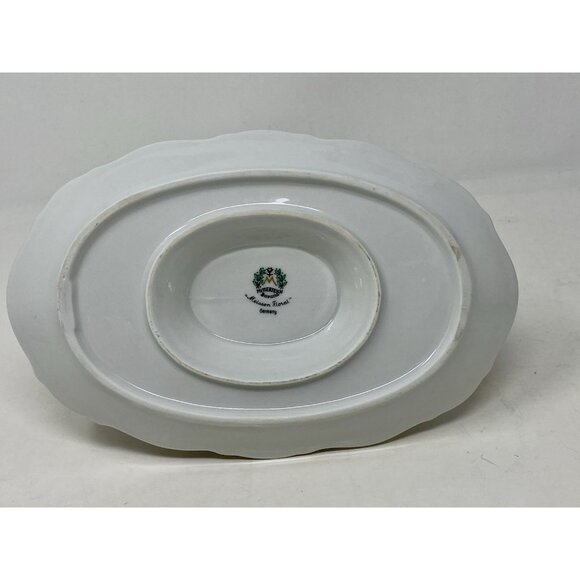 Mitterteich Gravy Boat With Attached Plate Meissen Floral Gold Trim Germany - Picture 7 of 10